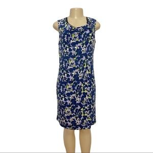 Simply Vera Blue Summer Print Lightweight Stretch Scoop-neck Sleeveless Dress‎ M